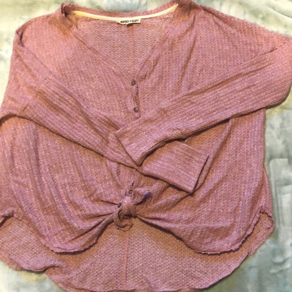 Long Sleeve Waffle-Knit Raglan Tee